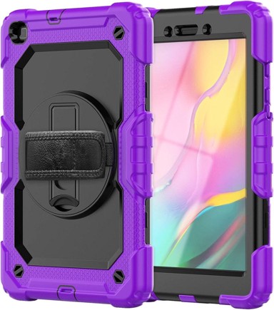 NIKCORP Zaštitna maska za Samsung Galaxy Tab A7 Lite 8.7" s rotirajućim stalkom i naramenicom, ljubičasta